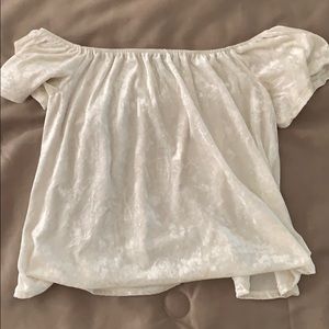 Crushed velvet off the shoulder top